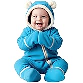 PATPAT Fleece Hooded Footed Clothes, Soft Warm Footie Covers, Car Seat Friendly, Easy Zip,Cute Romper Newborn Infant Jumpsuit