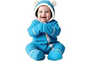 PATPAT Fleece Hooded Footed Clothes, Soft Warm Footie Covers, Car Seat Friendly, Easy Zip,Cute Romper Newborn Infant Jumpsuit