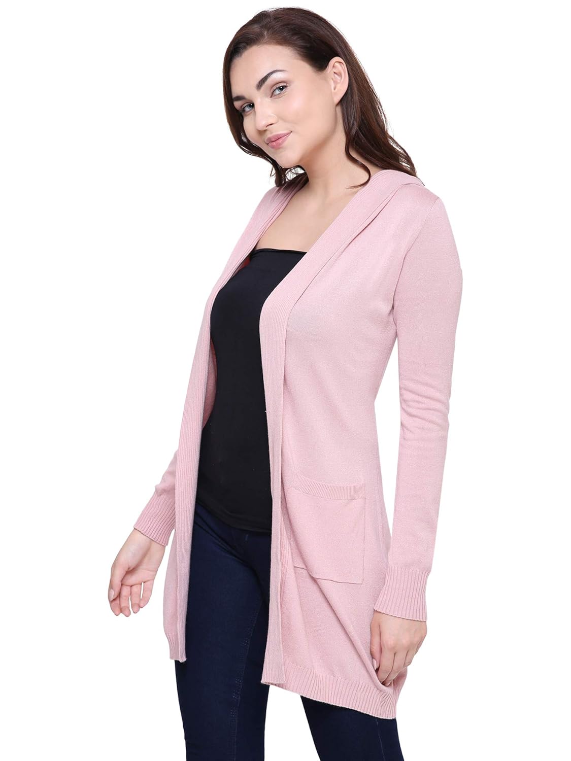 mansicollections pink hooded cardigan for women