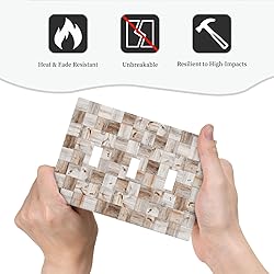 3d Vintage Wood Squares Pattern 3 Gang Artistic