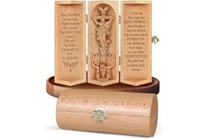 Jesuspirit - Christian Decor, Catholic Wooden Statue, Home Decor - Openable Wooden Cylinder Sculpture of Jesus (B - Our Father - Size S)