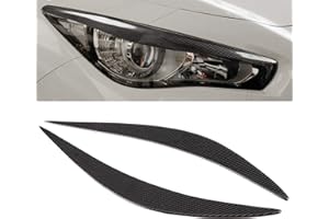 Camrusic Carbon Fiber Front Headlight Eyebrows, Front Lamp Eye Lid Cover Trim Eyebrow Compatible with Infiniti Q50 2014-2019