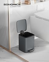 SONGMICS Kitchen Bin 6 L Steel Pedal Bin with Inner Bucket Slate Grey LTB590G02 view 2