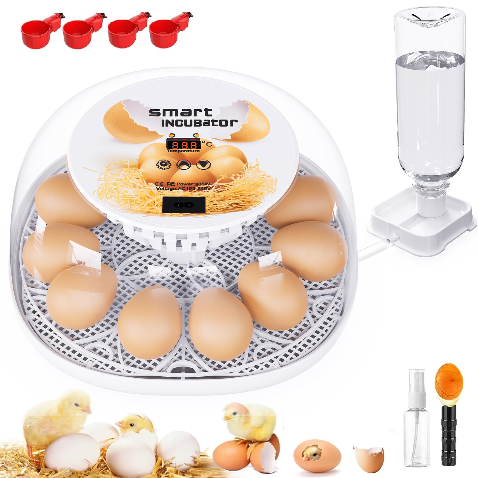 Photo 1 of Incubators for Hatching Eggs, 12 Egg Incubator with Automatic Egg Turning and Temperature Control, Automatic Water Adding, LED Egg Candler, for Hatching Chickens, Duck, Quail, Goose Eggs