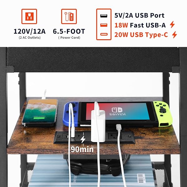 LAKEMID NIGHTSTANDS SET OF 2 WITH CHARGING STATION AND DRAWER, END TABLE BEDSIDE TABLE WITH 20 COLORS LED LIGHT STRIP AND 2 LAYERS SHELF FOR BEDROOM LIVING ROOM SOFA COUCH (BLACK)