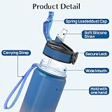 EYQ 1L Water Bottle with Straw Time Marker Tritan BPA-Free Leak-Proof view 3
