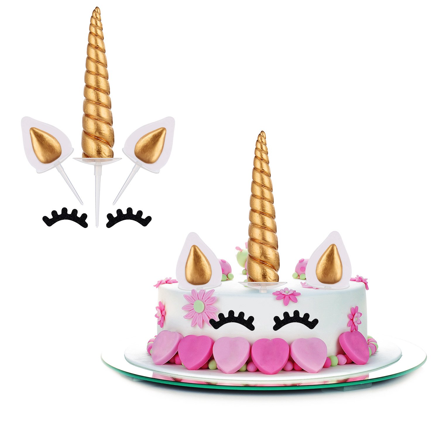 Buy Unicorn Cake Topper Set Include Unicorn Horn, Ears and Eyelashes