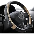 Elantrip Sport Leather Steering Wheel Cover 14 1/2 inch to 15 inch Universal, Padded Soft Grip Breathable for Car Truck SUV J