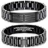 GLEZZA Easter Basket Stuffers-Bracelets for Men American Flag Cross Bible Verse Bracelet Christmas Birthday Christian Gifts for Dad Daddy New Dad,Adjustable Size