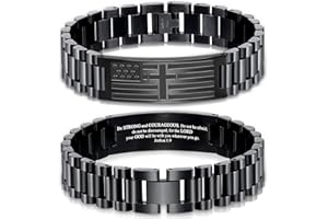 GLEZZA Stocking Stuffers - Christmas Gifts for Men - Bracelets for Men American Flag Cross Bible Verse Bracelet Christmas Birthday Christian Gifts for Dad Daddy New Dad,Adjustable Size