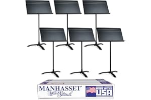 Manhasset Music Stand For Sheet Music - Bulk Pack of 6 Stands - 48 Symphony Model - Long Lasting, Durable Manhasset Stand - Adjustable Height - 20" by 12" - Made in the USA