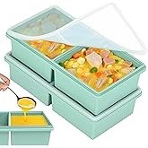 2 cup Silicone Freezer Trays with Lids, Silicone Soup Freezer Molds, Easily prepare portioned meals, Great for storing soups, lasagna, leftovers, sauces and other dishes, Dishwasher, Oven Safe