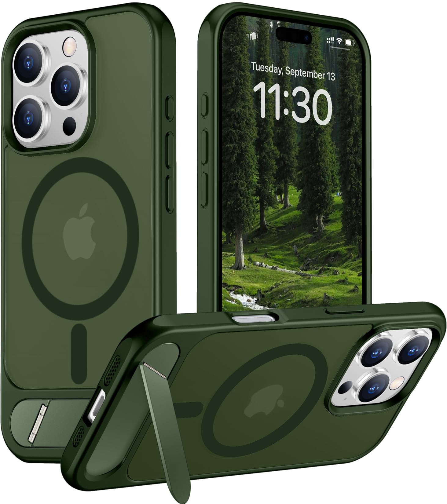 Photo 1 of Temdan Magnetic Compatible with iPhone 16 Pro Case, [Built-in Invisible Kickstand][Compatible with MagSafe][Military Grade Shockproof] Slim Translucent Matte Phone Case for iPhone 16 Pro 6.3"
