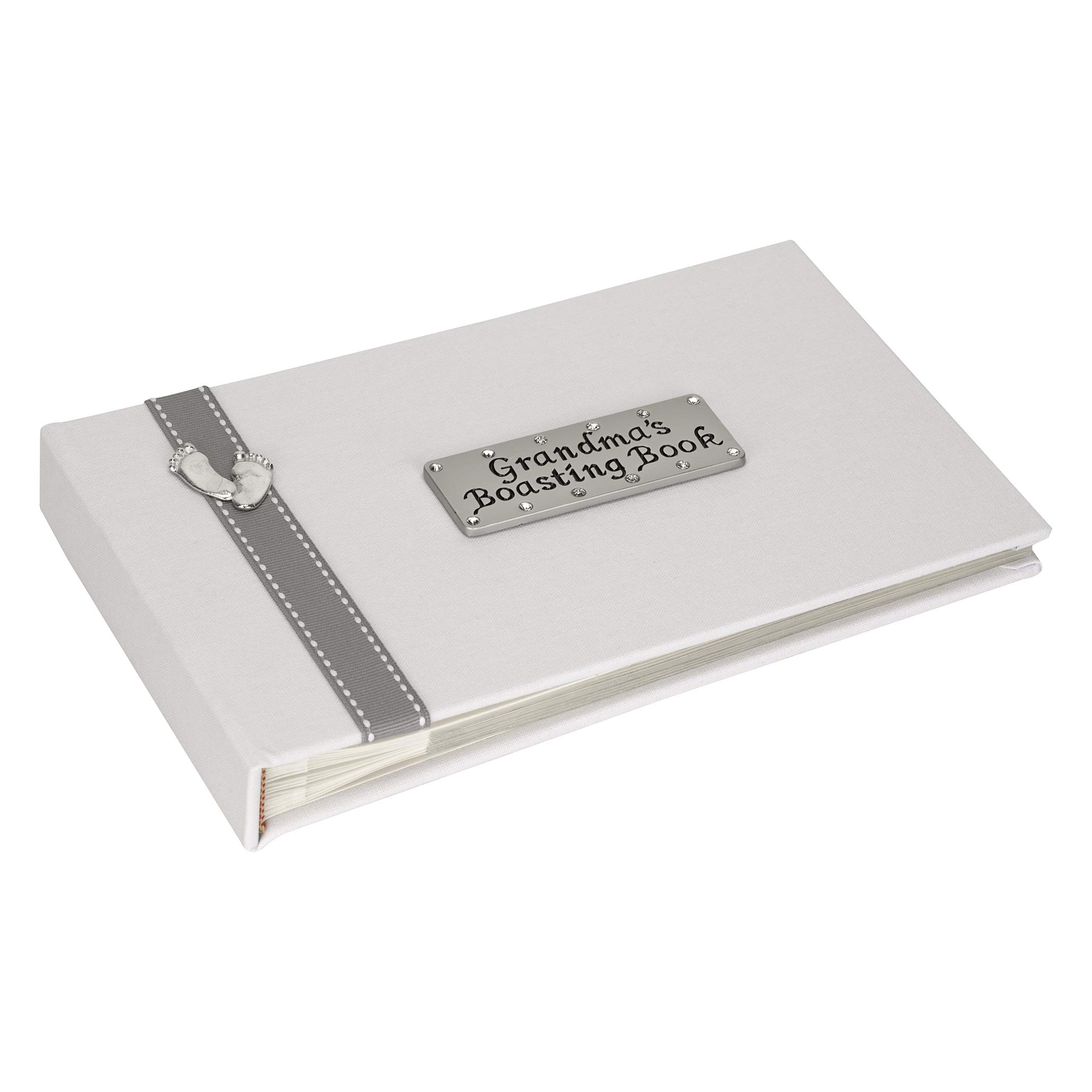 Metal Planet Ltd Grandma's Boasting Book (Photo Album) holding 40 6x4 inch photos - Grey Ribbon