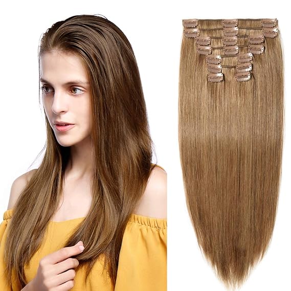 Amazon.com : 22 inch 110g Clip in Hair Extensions Human Hair 100%
