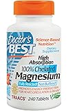 Doctor's Best High Absorption Magnesium Dietary Supplement, 200 mg per 2 tablets, 240 Tablets