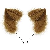HAOAN Handmade Faux Fur Animal Cat Ears Headband Furry Fox Wolf Hairhoop Headwear Costume Accessory