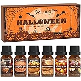 SALKING Halloween Fragrance Oils Gift Set, 6x10ml Essential Oils for Candle & Soap Making - Pumpkin Pie, Caramel Apples, Cand