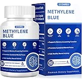 Methylene Blue Pharmaceutical Grade, Brain Supplement for Humans with Vitamin C Ester, 15 MG USP Grade Blue Methylene per Capsules, Supports Memory, Focus, Clarity & Cognitive