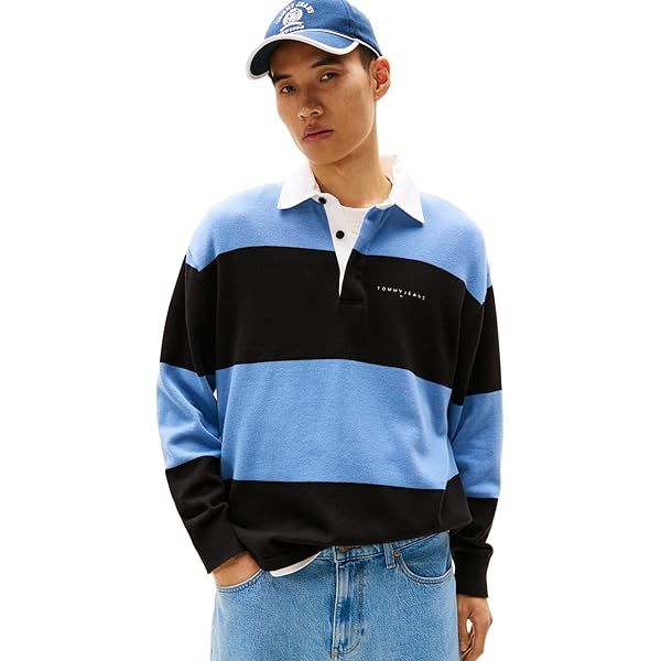 Tommy Jeans Men's Medium Weight Quarter Zip Colorblock Rugby Tommy Jeans Men's Medium Weight Quarter Zip Colorblock Rugby