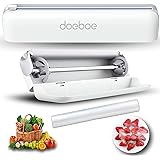 doeboe Plastic Wrap Dispenser with Cutter, Foil and Plastic Wrap Organizer, Reusable Cling Film Cutter Dispenser, Easily-Stre