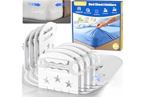 Bed Sheet Holders for Corners, Fitted Sheet Locks, Upgrade Separate Hooklock Strip to Keep Firm Tight, Set of 4 Sheet Fastene