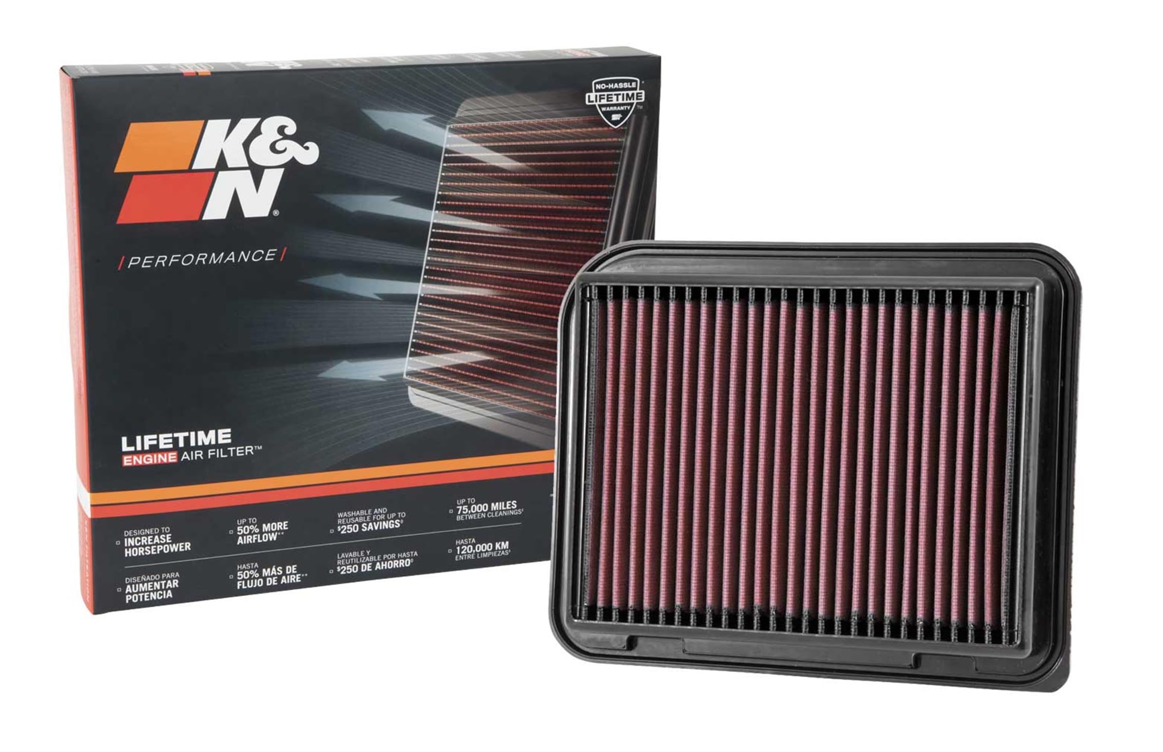 K&N Engine Air Filter: High Performance, Premium, Washable, Panel Filter: 2003-2019 (ASX, Grandis, Outlander, Eclipse Cross, Lancer, RVR, Evolution, 4008), 33-3015