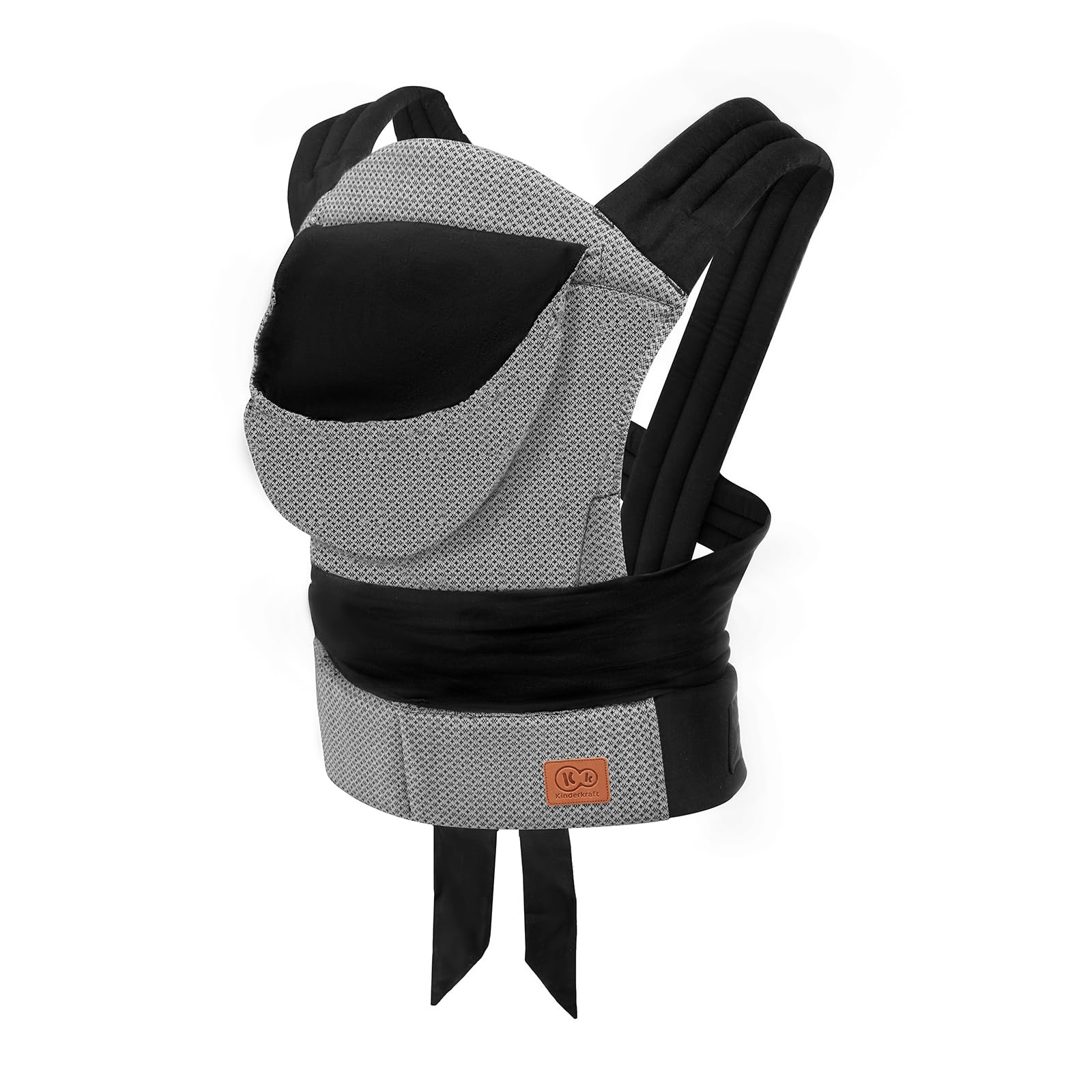 Kinderkraft Adoree Baby Carrier from 3 Month to 20 kg, Ergonomic Baby Sling, 2 Carrying Position: Front and Back, Adjustable Straps, Detachable Hood, Natural Materials, Cotton, Linen, Viscose, Gray