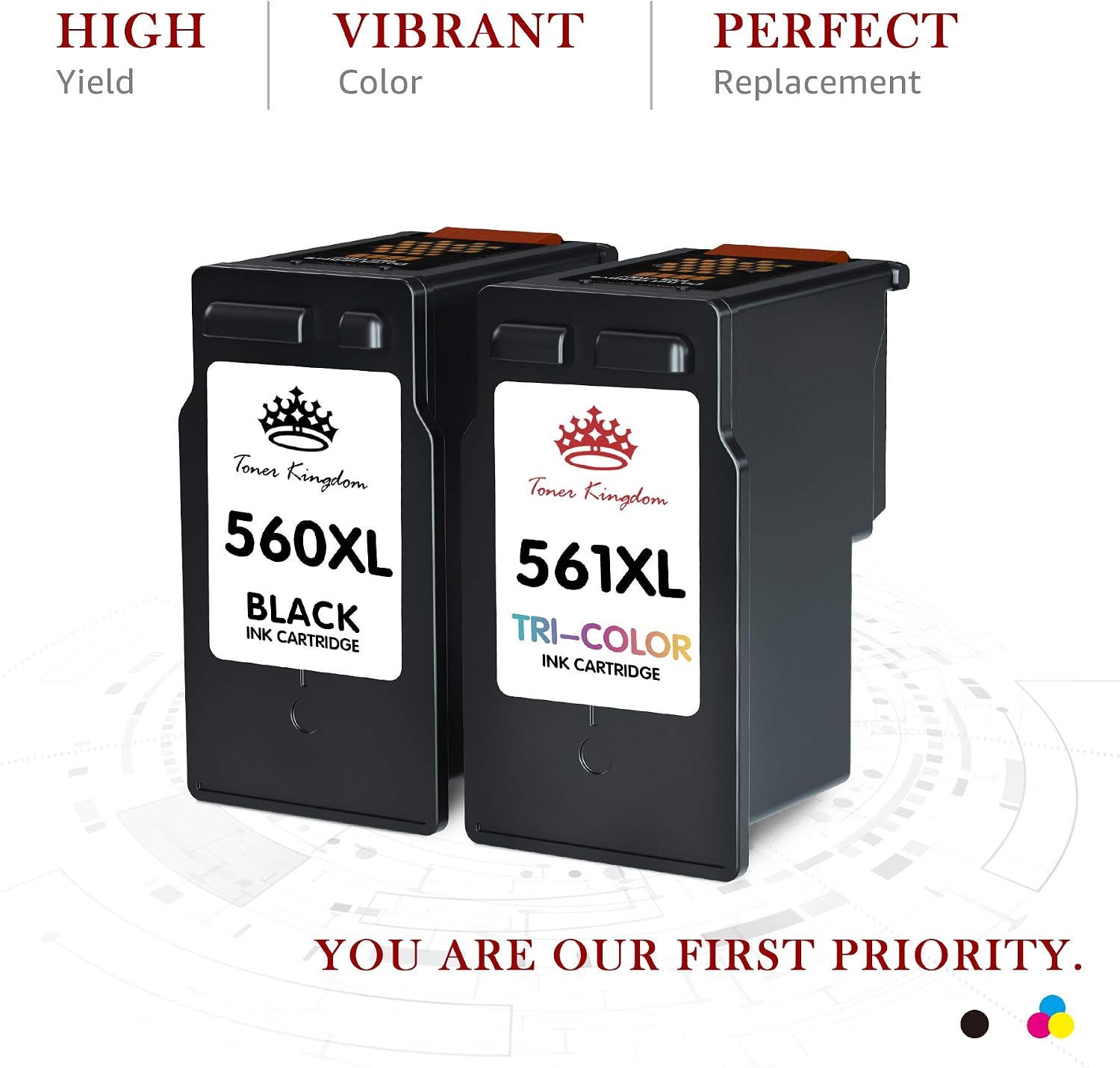 Toner Kingdom 560 561 XL Ink Cartridges Replacement for Canon 560 561 XL Ink Cartridges Compatible with Canon PIXMA TS5350i TS5350 TS5351 TS5352 TS5353 TS7450 TS7451 (1 Black - Image 3