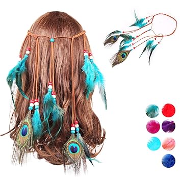 Amazon Com Boho Feather Headband Hippie Wedding Native American