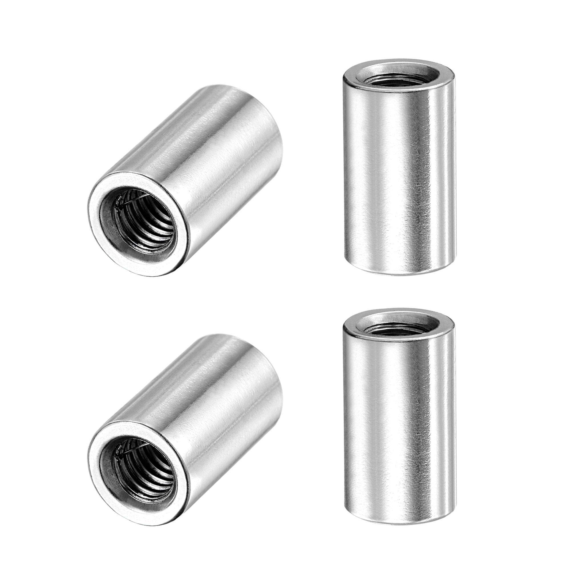 sourcing map Round Weld Nuts, M6 x 10mm x 17mm Weld On Bung Female Nut Threaded - 201 Stainless Steel Insert Weldable 4pcs