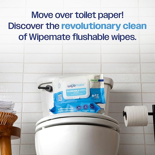 WIPEMATE ULTRA FLUSHABLE BUTT WIPES 6 PREMIUM FLIP-TOP PACKS, (252 CT)