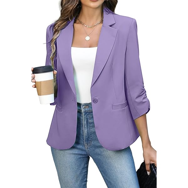 3/4 Sleeve Blazer Wine Ruched Jacket UK 3/4 Blazer For Women