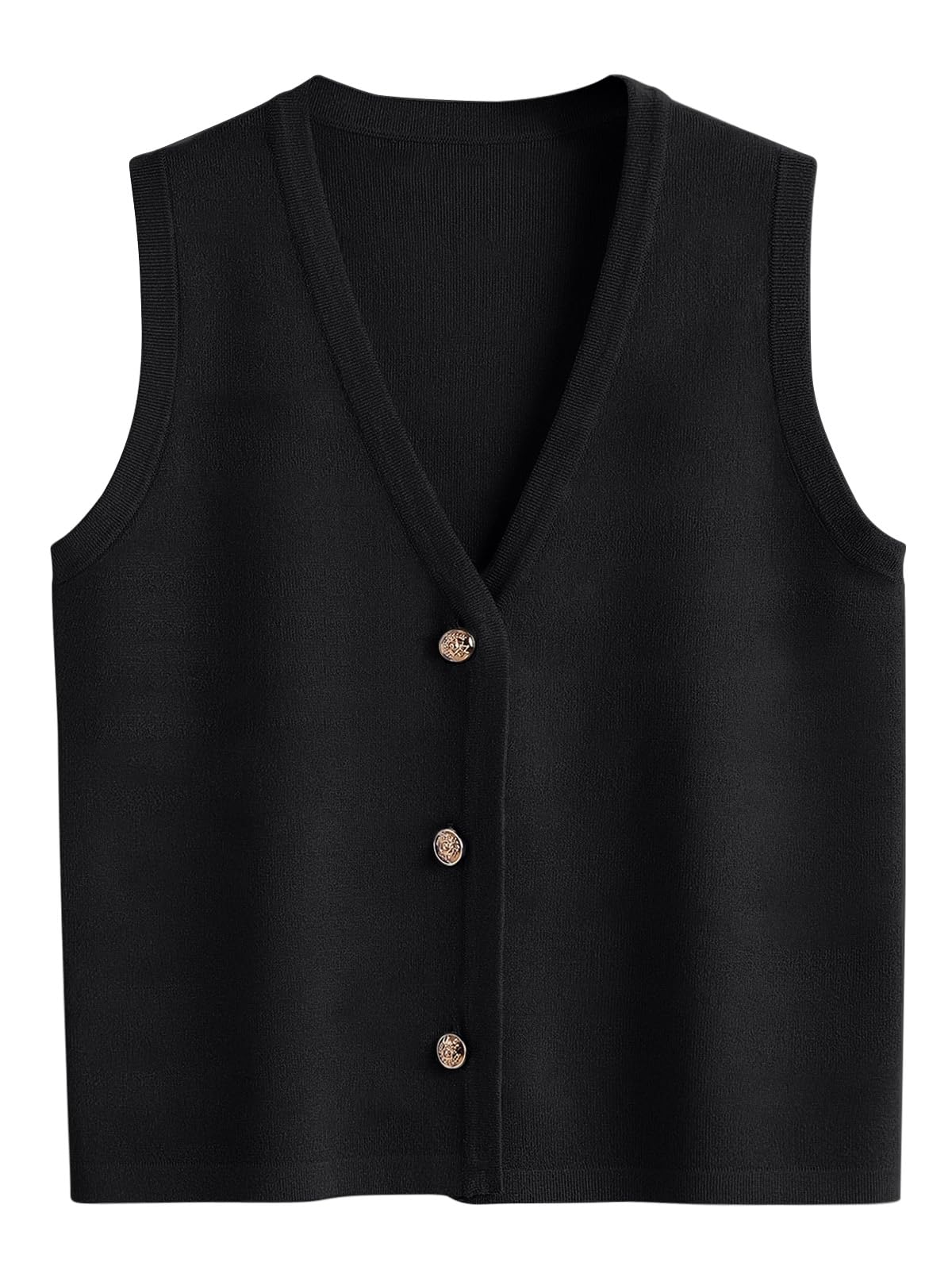 Photo 1 of *large* LILLUSORY Vest Tops for Women 2025 Fall Outfits Striped Sweaters Button Up Casual Shirts Blouses Jacket Fashion Clothes Black L