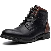 AMAPO Men Oxford Boots, Buckle Dress Boot, Casual Men Boots Lace-Up Side Zipper