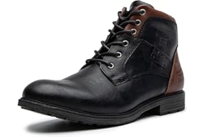 AMAPO Men Oxford Boots,Casual Mid-Top Dress Boot for Men,Ankle Men Boots Lace-Up Side Zipper