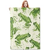 Frog Blanket Gifts for Adults Kids Women Girls Soft Warm Lightweight Cozy Green Animal Frogs Throw Blankets for Bed Sofa Couch Living Room Decor 50x60in