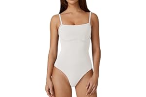 QINSEN Womens Sexy Spaghetti Strap Bodysuit Tops Underbust Contouring Slim Fit Going Out Top Shirts