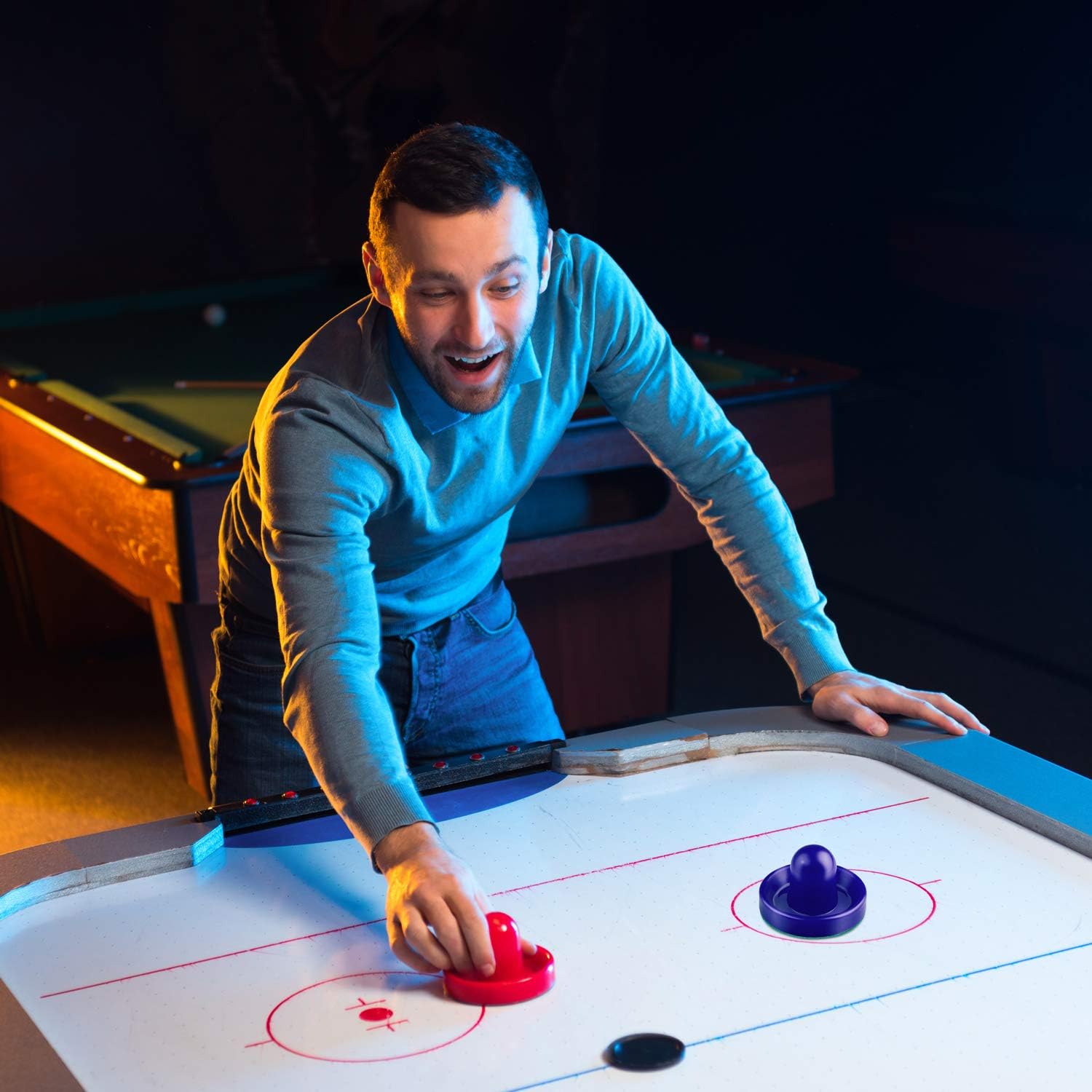 URATOT Air Hockey Pushers and Air Hockey Pucks Air Hockey Paddles, Goal Handles Paddles Replacement Accessories for Game Tables(4 Pushers, 8 Red Pucks and 8 Green Pads) : Sports & Outdoors