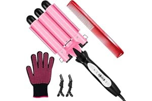 CLSYBelize 3 Barrel Curling Iron - Crimper Hair Tool 1" Ceramic Hair Crimper & Crimping Iron | Triple Barrel Hair Waver for Women Beach Waves, Dual Voltage, 2 Temp Settings