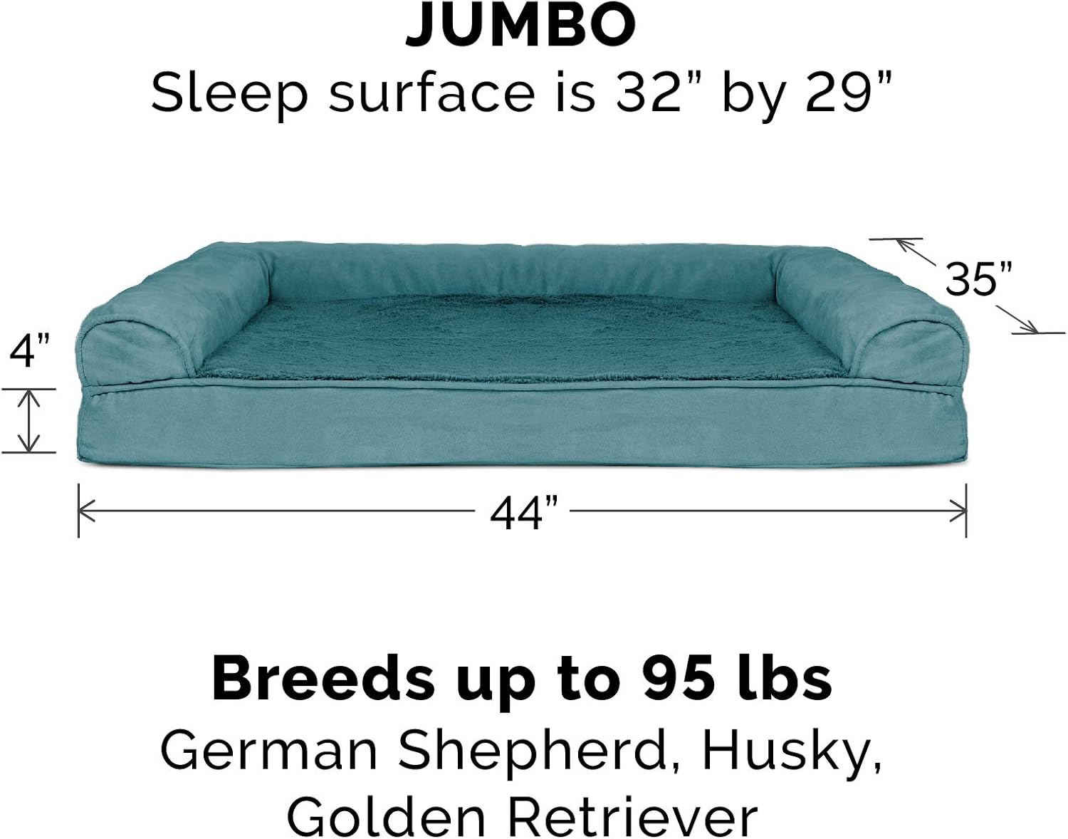 Furhaven Pet Dog Bed - Orthopedic Ultra Plush Faux Fur and Suede Traditional Sofa-Style Living Room Couch Pet Bed with Removable Cover for Dogs and Cats, Deep Pool, Jumbo : Pet Supplies