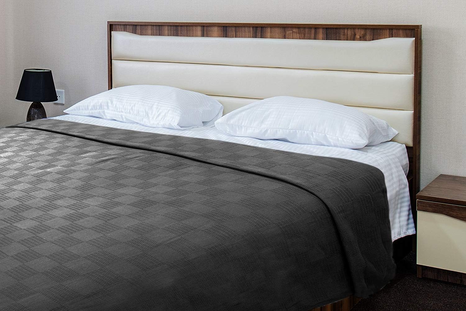 Utopia Bedding Premium Cotton Blanket Queen Grey - Soft Breathable Thermal Blanket - Ideal for Layering Any Bed: Home & Kitchen