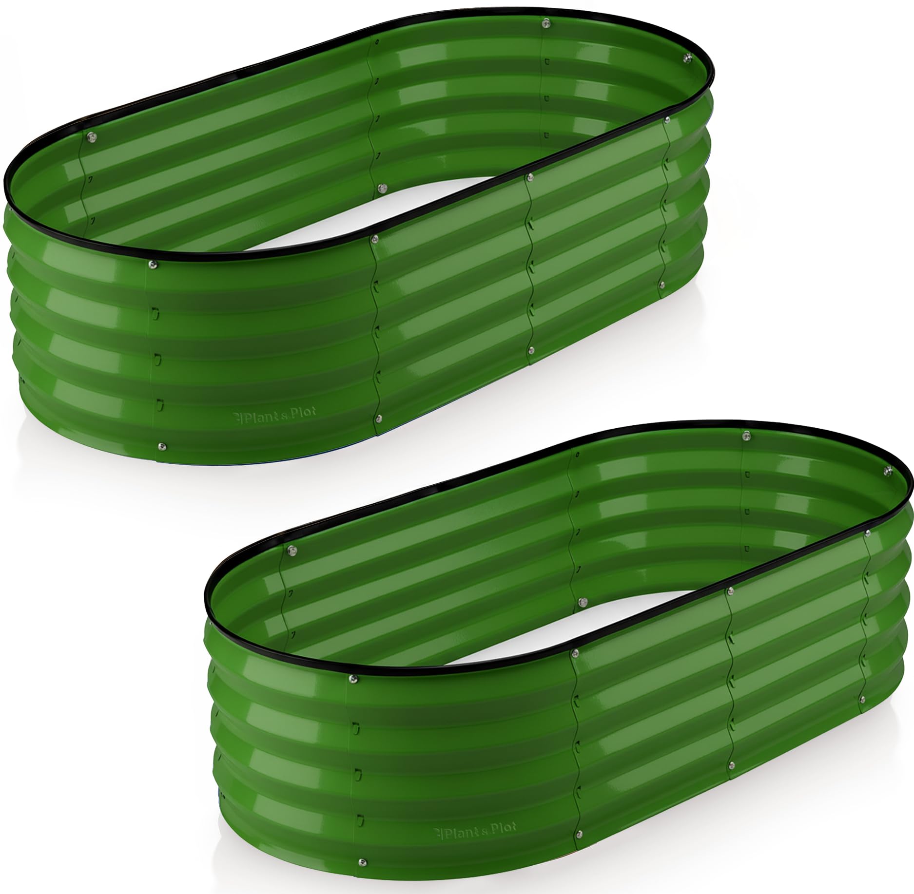 Plant & Plot Galvanized Raised Garden Beds Outdoor // 4×2×1 ft (2-Pack) Planter Raised Beds for Gardening, Vegetables, Flowers // Large Metal Garden Box // Patented Tool-Free Design (Olive Green) Image