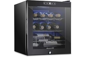 SCHMÉCKÉ Schmecke 12 Bottle Compressor Wine Cooler Refrigerator w/Lock | Large Freestanding Wine Cellar | 41f-64f Digital Temperature Control Wine Fridge For Red, White, Champagne or Sparkling Wine - Black