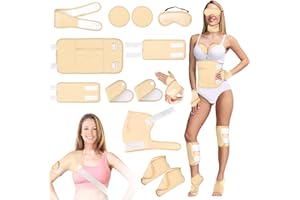 Castor Oil Pack Wrap, 12 Pcs Reusable Castor Oil Pack Kit Organic Cotton for Shoulder Hands Neck Waist Chest Knees and Feet, 