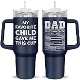 AXIARA Birthday Gifts for Dad from Daughter Son - Favorite Child Insulated 40 oz Tumbler with Straw and Handle - Funny Fathers Day Birthday Gifts for Dad, Mens Gift Ideas