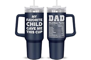 AXIARA Funny Gifts For Dad - Father's Day, Christmas, Birthday Gifts For Dad From Daughter, Son, New Dad Gifts For Men, Gifts For Stepdad, Bonus Dad - 40 Oz Insulated Tumbler With Handle And Straw