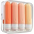 Mrsdry Travel Bottles for Toiletries, Tsa Approved 3oz Travel Size Containers BPA Free Leak Proof Refillable Liquid Silicone Squeezable Travel Accessories for Shampoo Conditioner Lotion (4 Pack)