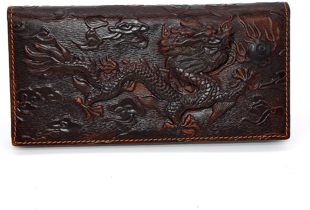 Medifier Mens Brown Wallet with Credit Card Holder Dragon Pattern Long Style - Image 3