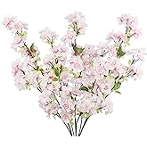 FAICOIA 3 Pcs Cherry Blossom Branches for Vase Long Stems Artificial Flowers Spring Summer Decor Light Pink Faux Silk Cherry Blossom Branches for Home Wedding Party Table Centerpieces